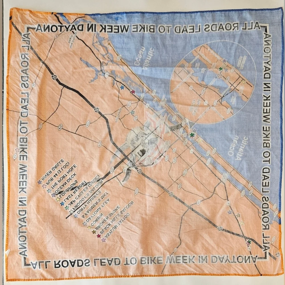 Bike week Daytona unisex biker motor bandana scarf size 21 x 21 in.
